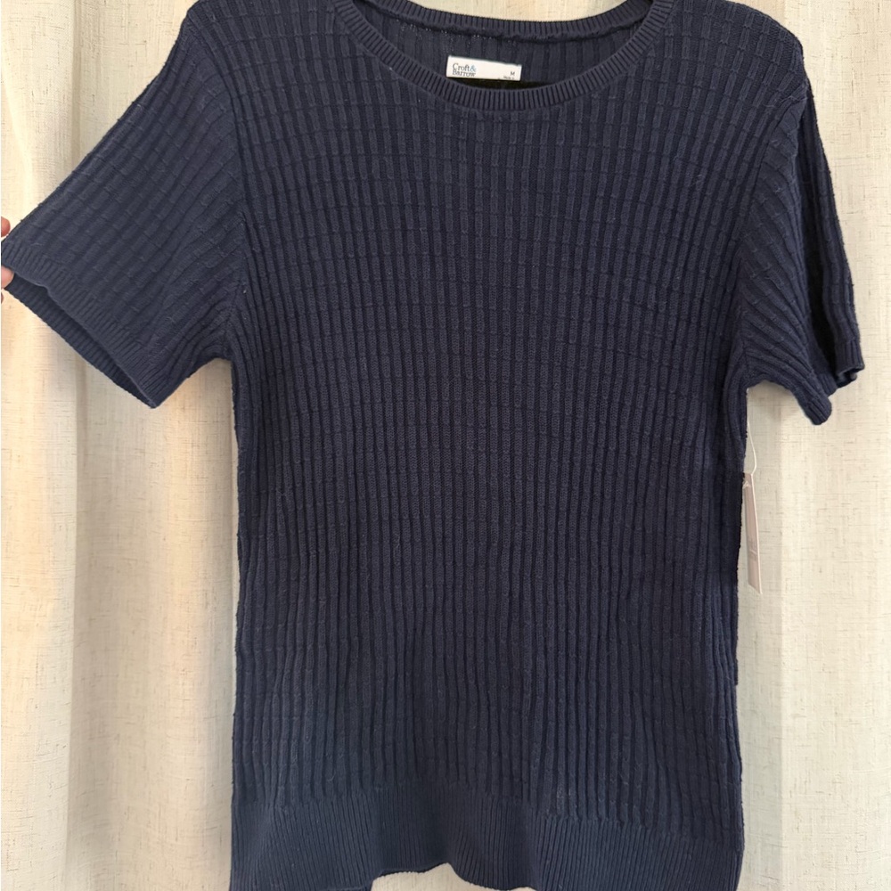 Croft & Barrow Short-Sleeve Ribbed Knit Top - Navy